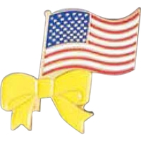 Enamel American Flag w/Ribbon