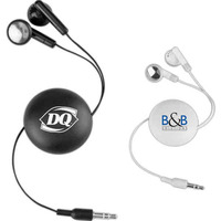 Round pod earbuds with plug that retracts into case.... from ASI 90305 ZZ...