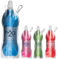 Water bottle 14 oz. with carabiner folds flat making it great... from ASI...