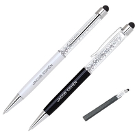 Twist action ballpoint pen with stylus. Featuring a sparkling clear...