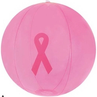 16" Inflatable Transparent Pink Beach Ball w/Pink Ribbon