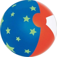16" Inflatable Patriotic Glow in the Dark Star Beach Ball