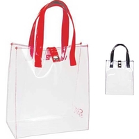 Visible vinyl tote with contrasting colored handles and front snap.... from...