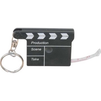 Plastic case/cloth tape measure w/key chain in shape of Movie Clapper.......