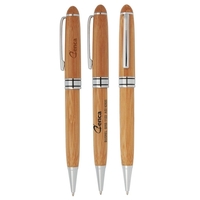 Twist action bamboo pen with silver trim.... from ASI 42920 Busrel Inc