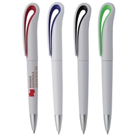 White plastic twist action pen.... from ASI 42920 Busrel Inc