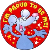 2" round "I'm Proud to Be Me!" stickers. Blank.... from ASI 45815 Coloring...