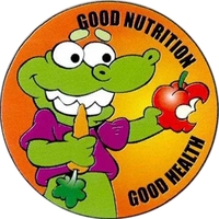 2" round "Good Nutrition Good Heath" stickers. Blank.... from ASI 45815...