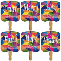 Assorted Religious Hand Fan Stock Graphic