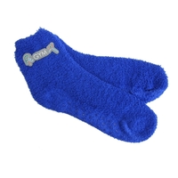 100% polyester fuzzy socks with dot-grip slip-resistant finish. One size...