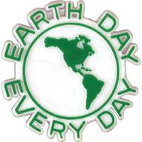 Earth-shaped plastic lapel pin with "earth day every day" lettering.... from...