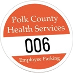 Round White Vinyl Numbered Outside Parking Permit Decal