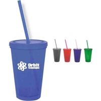 Double wall tumbler with snap on lid and straw, 16 oz.... from ASI 88200 TK...