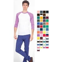 American Apparel - Poly-cotton 3/4 sleeve raglan shirt, silkscreened.... from...