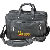 Leatherette laptop briefcase features, two main compartments with computer...