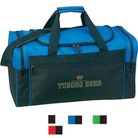 Two-tone polyester duffel bag with zippered front pocket.... from ASI 34046...