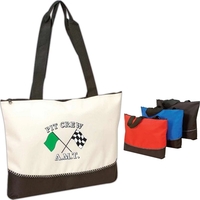 Zippered closure 600 denier polyester fashion tote bag.... from ASI 34046...
