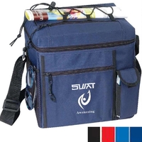 Twenty four can cooler with zippered front pocket made of 600... from ASI...