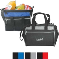 Polyester wide mouth cooler with metal framed top opener and zippered... from...