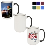 15 oz Colored Rim & Handle Ceramic Photo Mug