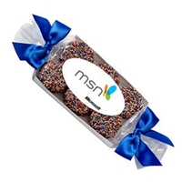 Six gift wrapped chocolate covered cookies with sprinkles.... from ASI 71685...