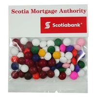 Customizable header bag filled with 2 oz. of chocolate buttons... from ASI...