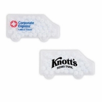 Clear frosted truck shaped mint card filled with sugar-free peppermints......