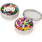 Small Round Window Tin/Chocolate Covered Sunflower Seeds