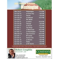 Washington - Pro football schedule postcards - all cities available.... from...