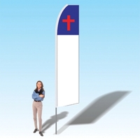 Advertising banner flag package with 15 foot pole, Christian themed...