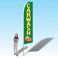 15FT Car Wash Green Advertising Banner Flag
