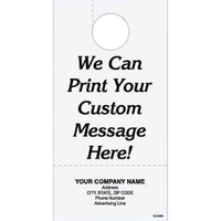 Custom one part door hanger with detachable business card.... from ASI 52493...