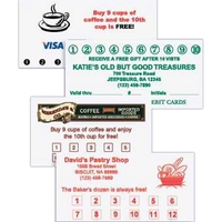 Punch card printed on 65 lb, white accent opaque card stock.... from ASI...