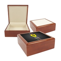 4.25" x 4.25" wooden jewelry box with sublimation photo tile lid.... from ASI...