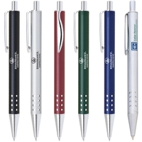 Matte silver ballpoint pen with a brass construction and a contemporary......