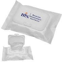 Travel wipes with snap-tight lid and 20 wipes. Color: White.... from ASI...