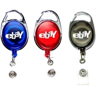 Oval shape retractable badge holder with carabiner clip