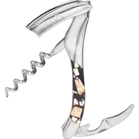 Stainless steel corkscrew features a handle made of mammoth elephant ivory......