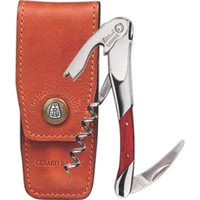 4 1/2" waiter's corkscrew with red stamina wood handle in leather... from ASI...