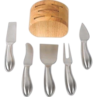 Five cheese tools that fit into an included rubber wood block... from ASI...