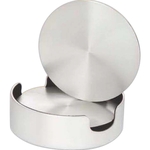 Set of 4 Aluminum Coasters, Cushioned Base with Holder
