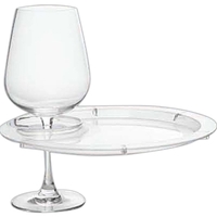 Round Party Plate With Built-In Stemware Holder, Plastic