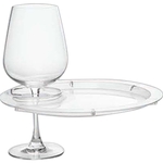 Round Party Plate With Built-In Stemware Holder, Plastic