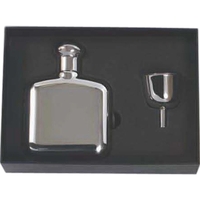 Gift set that includes a 4.5 ounce flask, mini stainless steel... from ASI...