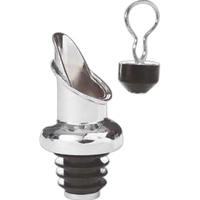 Bottle Pourer With Stopper, Chrome Plated