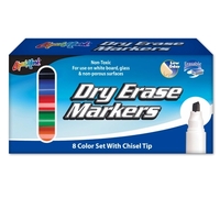 8 Pack Dry Erase Markers - Chisel Tip