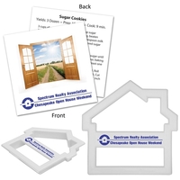 Customizable house shaped cookie cutter with branded recipe card.... from ASI...