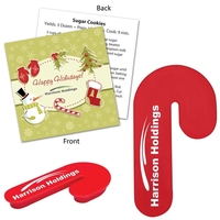 Customizable candy cane shaped cookie cutter with branded recipe card.......