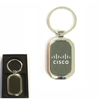 Oval shape chrome metal key holder with gift case... from ASI 74585 Nu Promo...