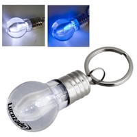 Miniature LED lightbulb keychain with a push-button off/on switch.... from...